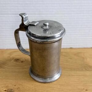 Antique Pewter Tankard Beer Stein 18th-19th Century German Baroque Style Marked